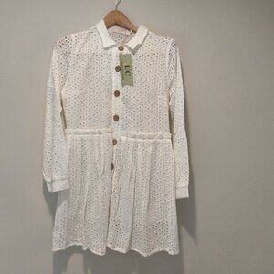 Women's Long Sleeve White Dress